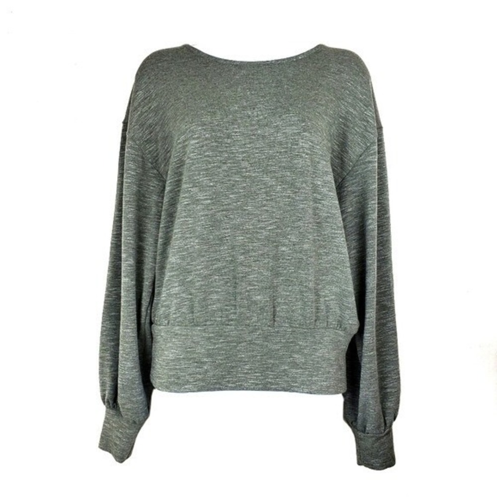 Express Womens Long Sleeve Heather Green Open Back Sweatshirt Size S NWT